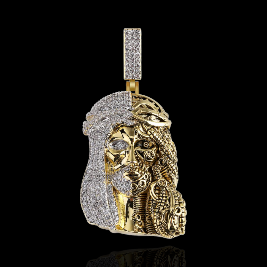 Gold Plated Cyborg Jesus Pendant