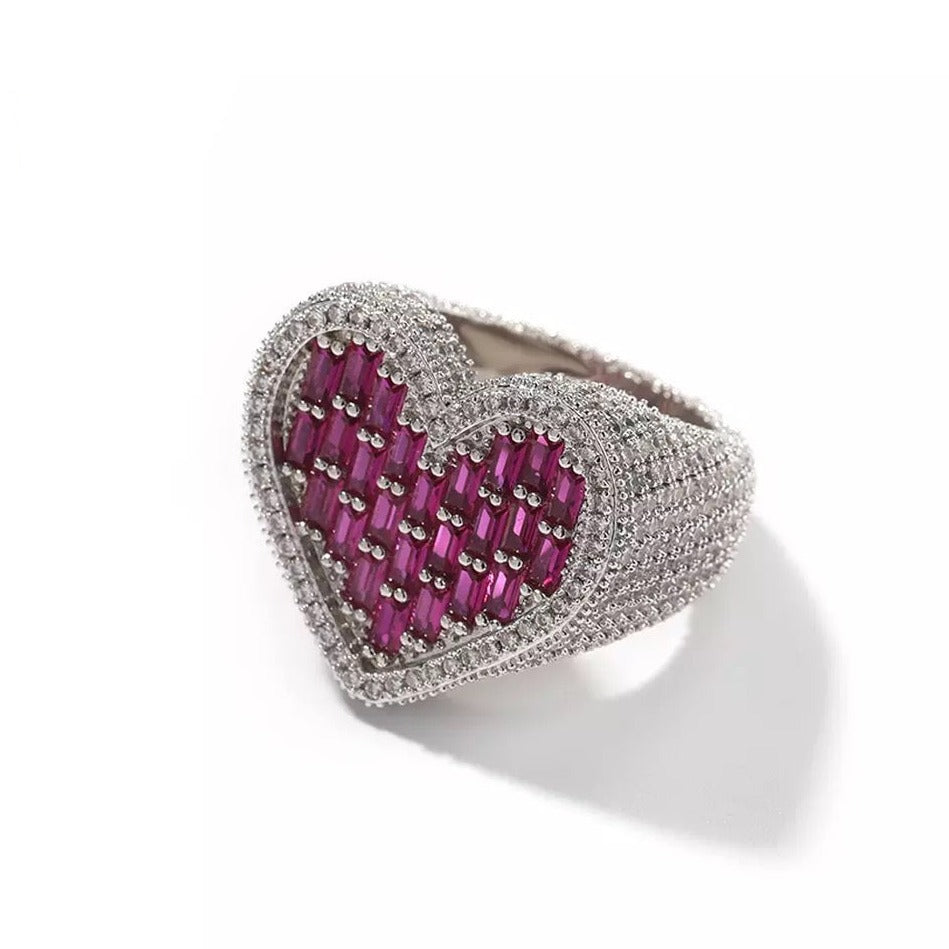 Purple Baguette Diamond Heart Ring