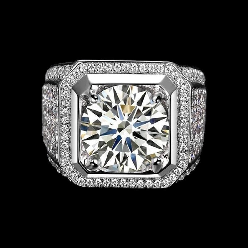 Square Silver Moissanite Diamond Ring