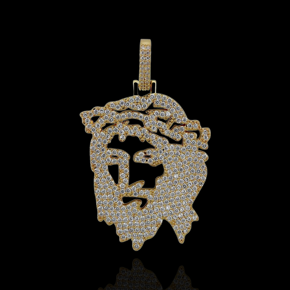 Gold Plated Open Jesus Head Pendant