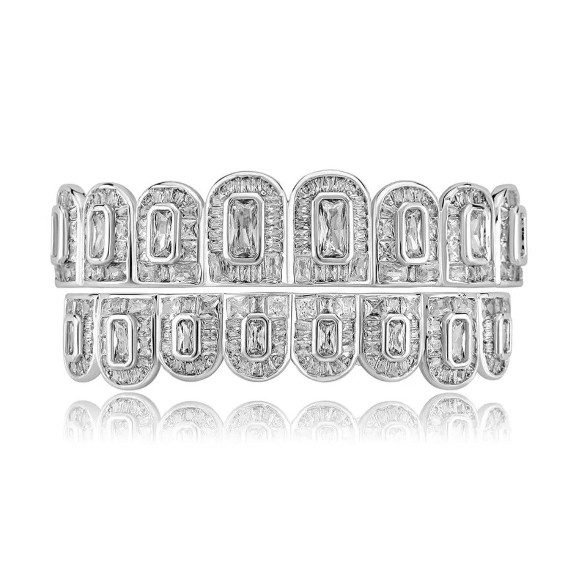 Premium Iced Out Baguette Grillz Set