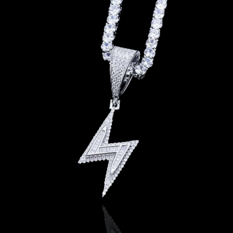 Silver Moissanite diamond Lightning pendant