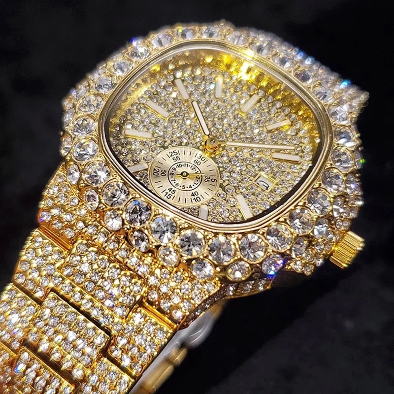 Gold Plated Fully Iced Watch | Nautulius