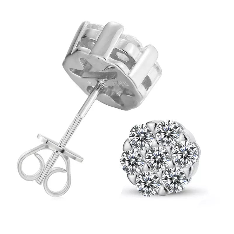 Silver Earrings with 7 Moissanite Diamonds