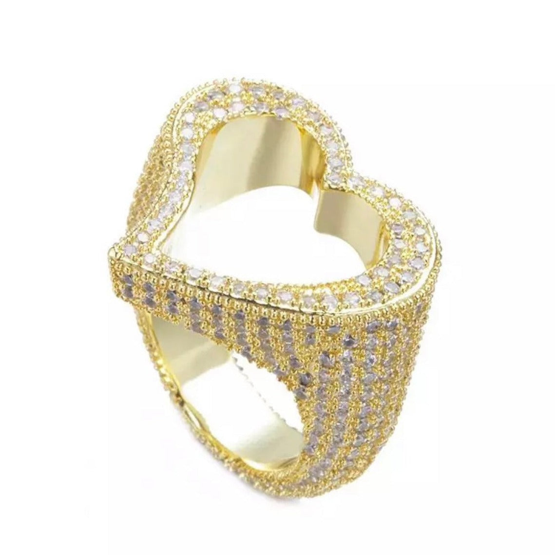 Gold Plated Open Diamond Heart Ring