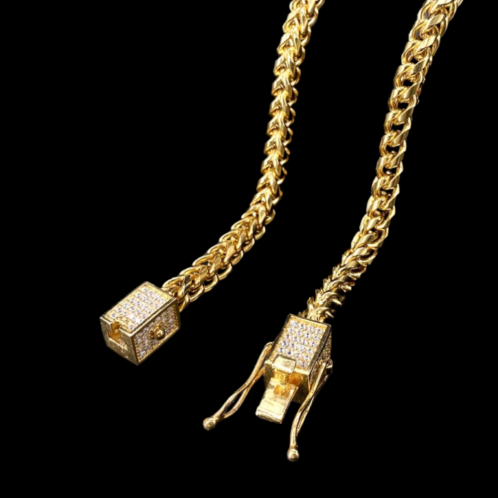 6mm Gold Plated Iced-Lock Franco Chain