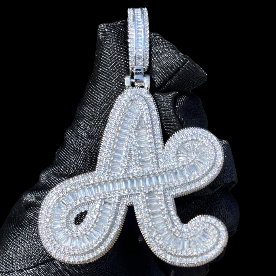 Large Baguette Diamond Letter pendant