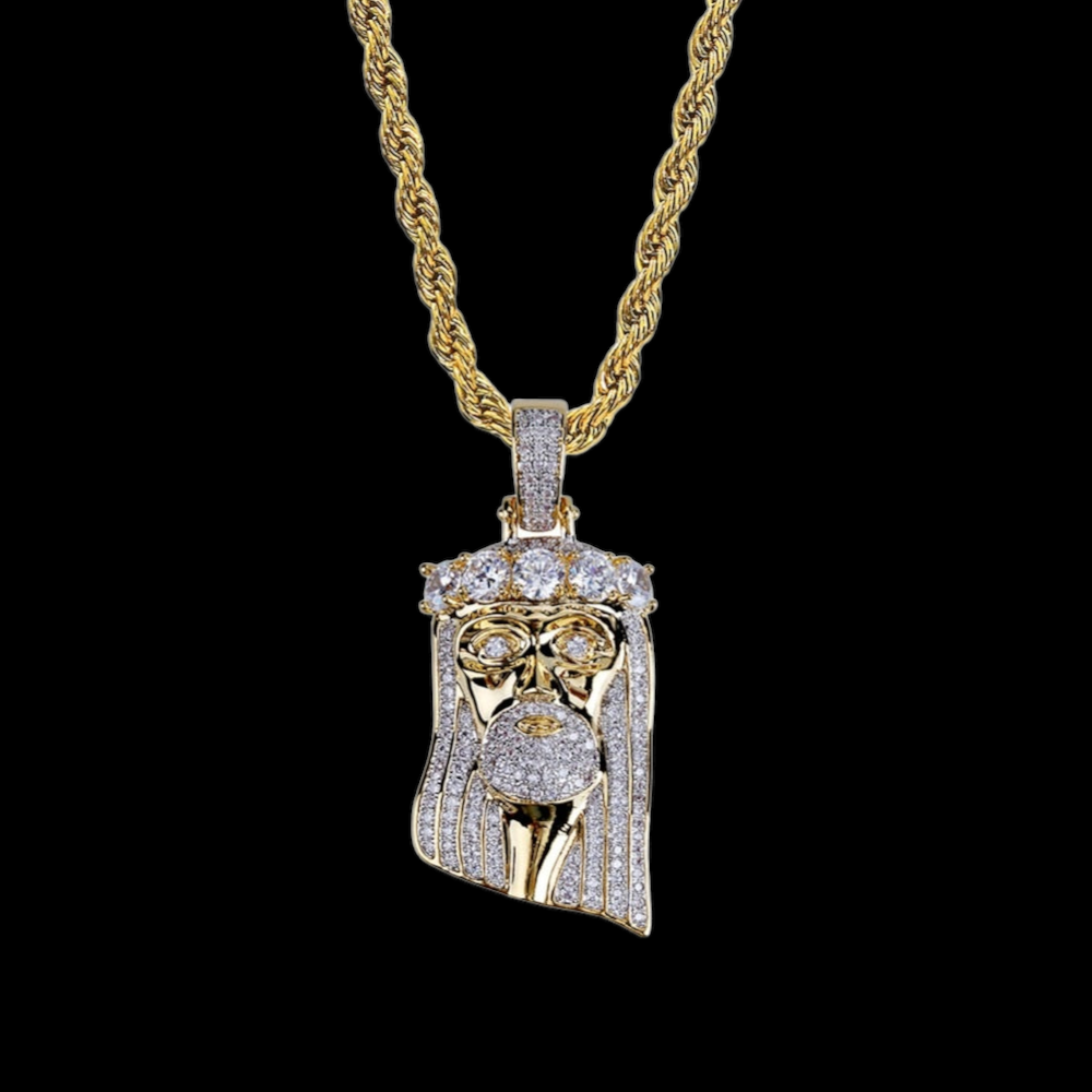 Jesus Pendant with 5 large diamonds