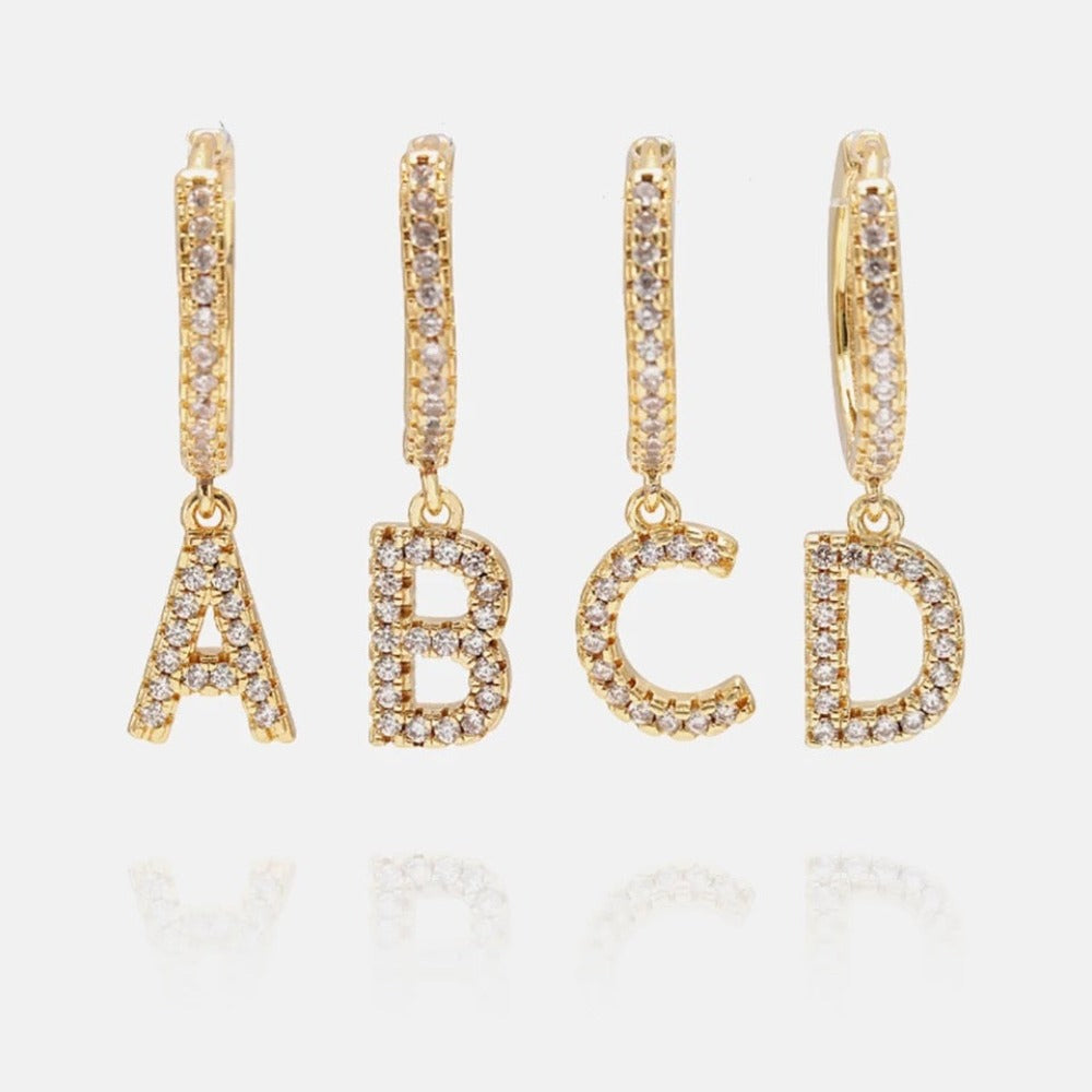 Gold plated Iced Letter Earrings