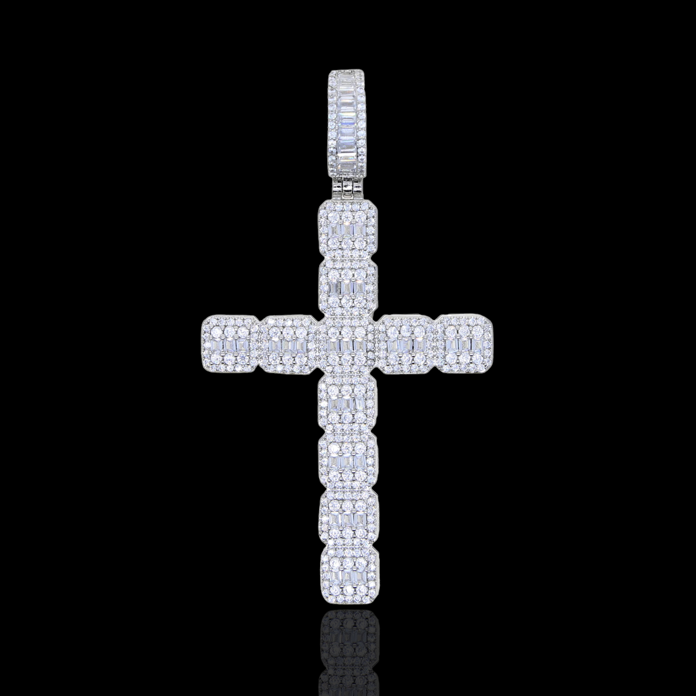 Clustered Baguette Cross Pendant