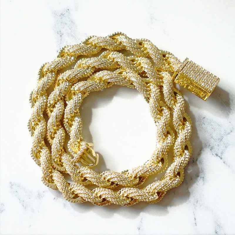 10MM Gold Plated Diamond Dookie Rope Chain