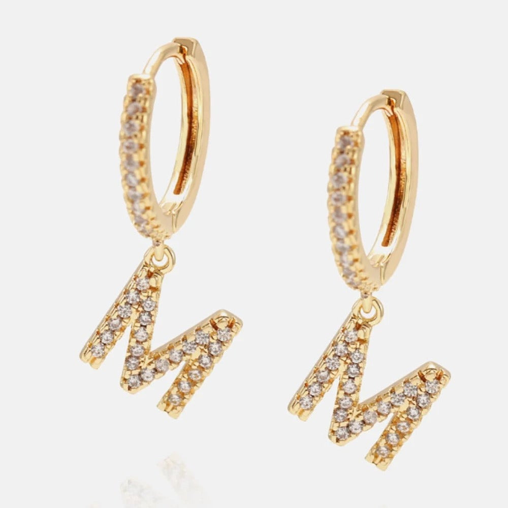 Gold plated Iced Letter Earrings