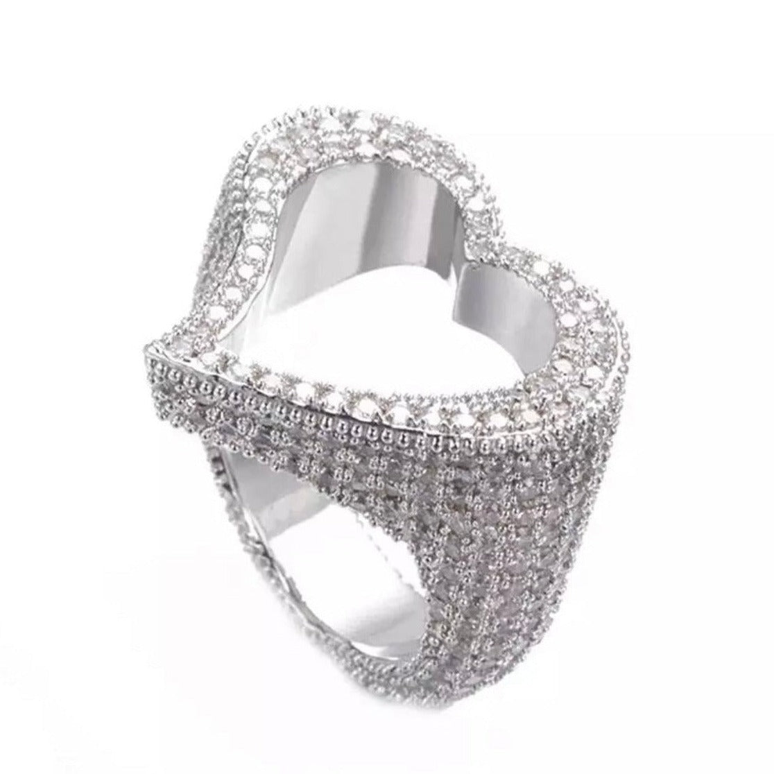 Open Diamond Heart Ring