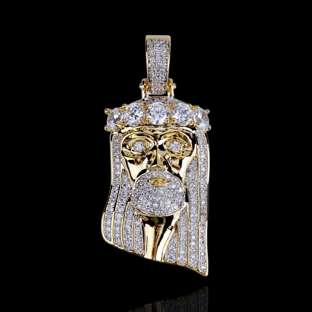 Jesus Pendant with 5 large diamonds