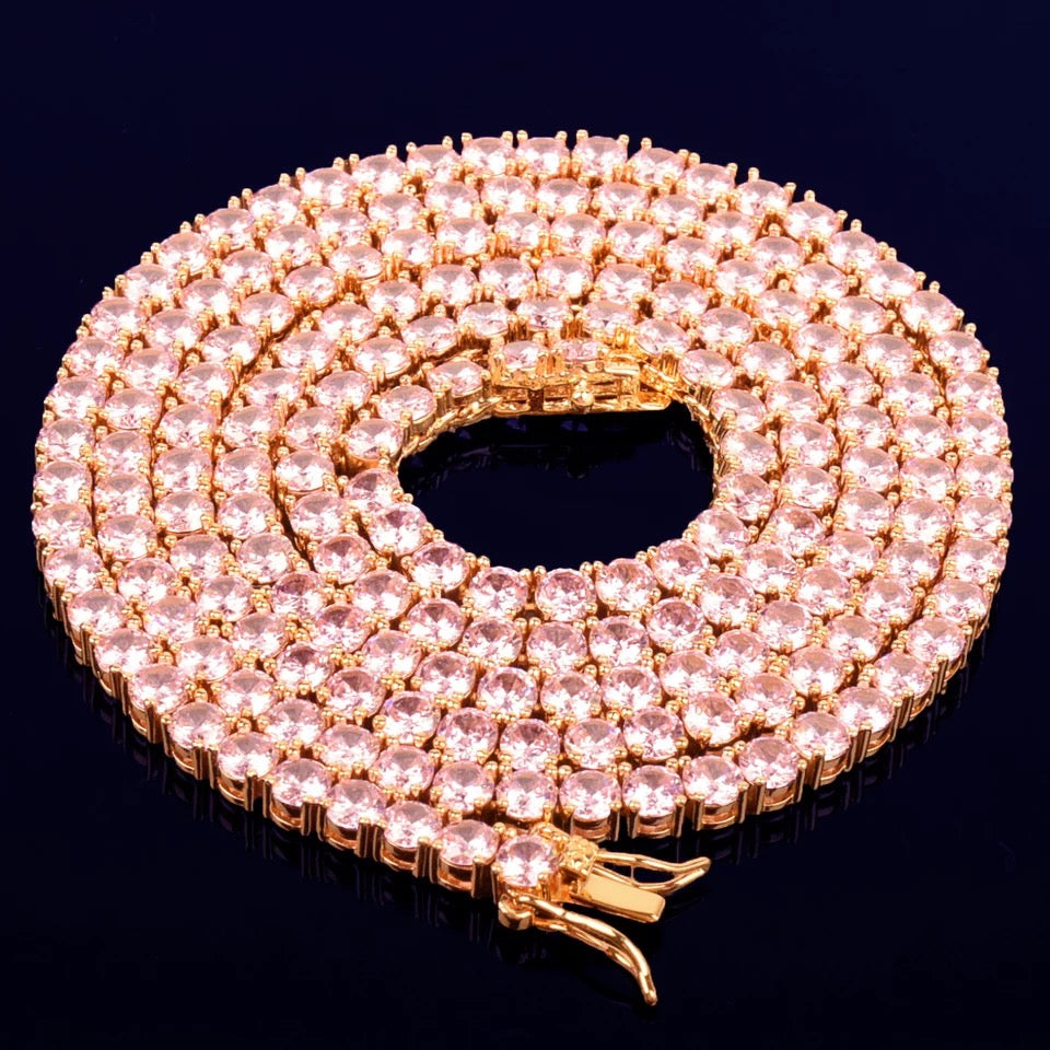 4MM Pink Diamond Tennis Chain