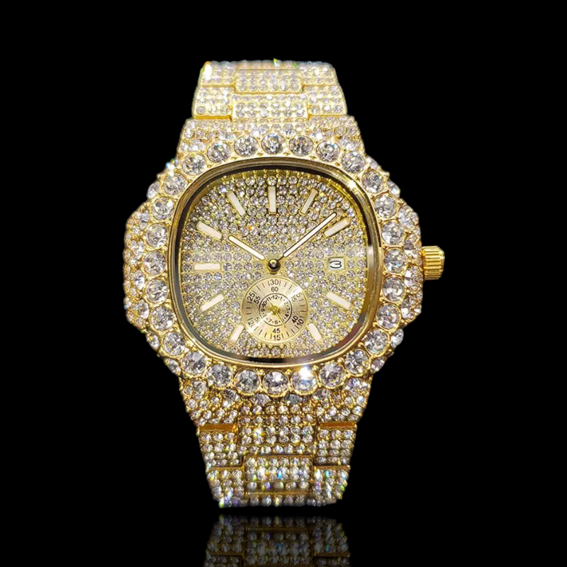 Gold Plated Fully Iced Watch | Nautulius