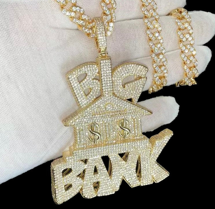 Gold Plated Big Bank Pendant