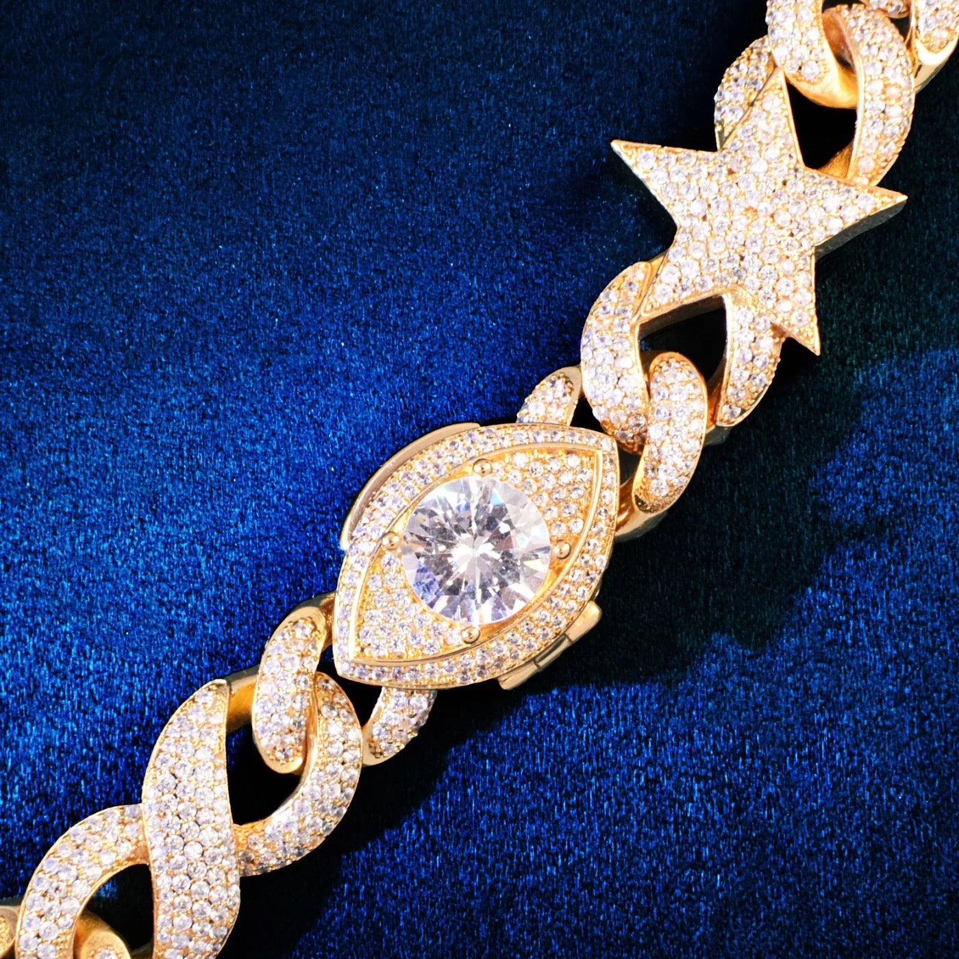 Gold Plated Diamond Star Cuban Necklace