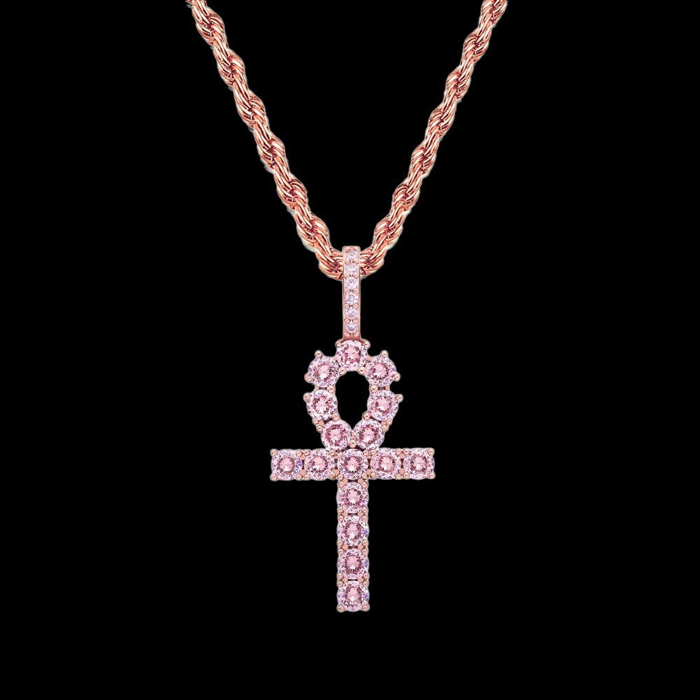 Pink Diamond Ankh Cross Pendant