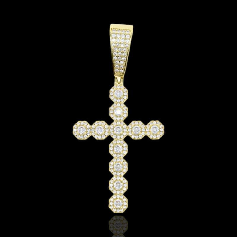 Gold Plated Clustered Cross Pendant