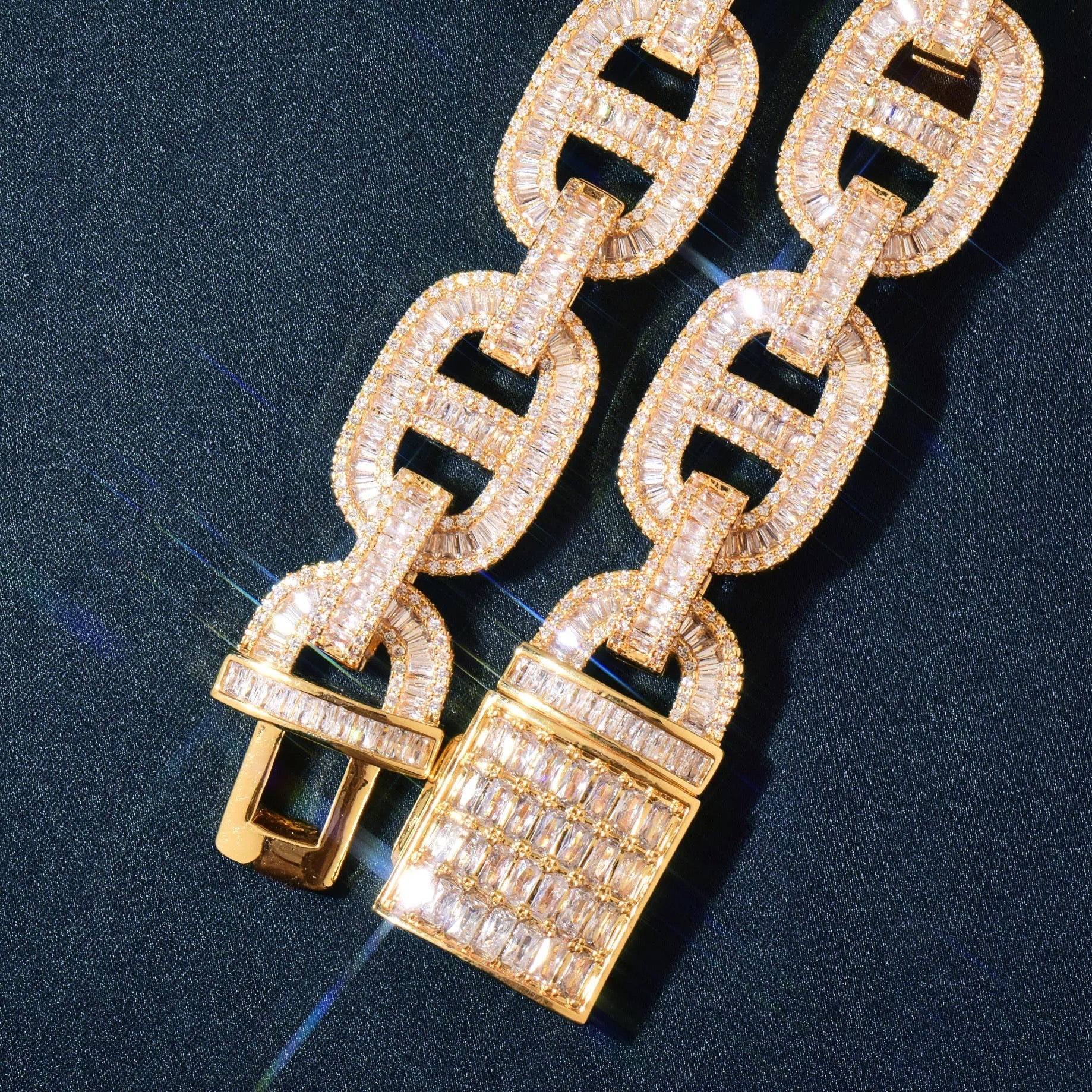 18MM Gold Plated Gucci Link Baguette Chain