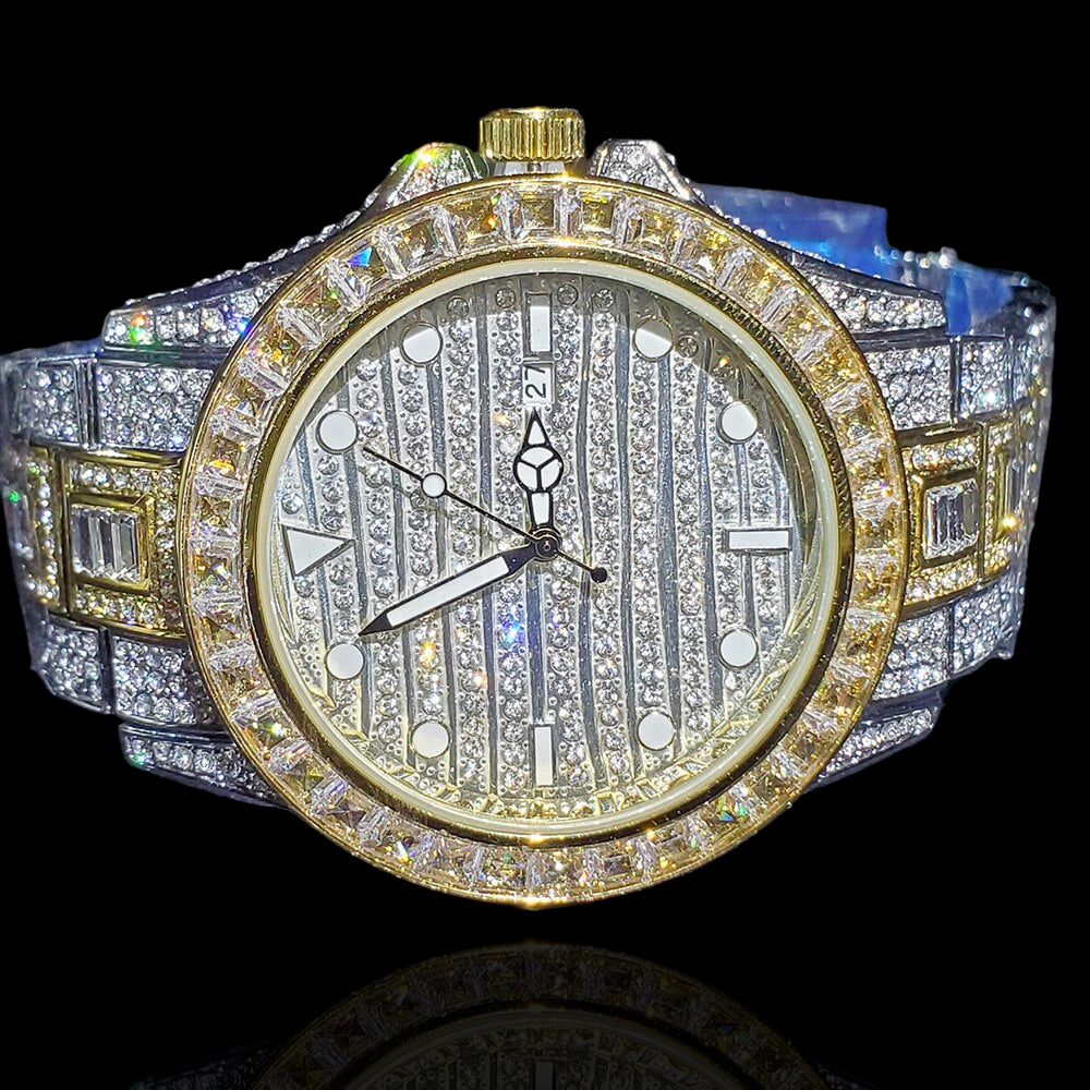 Fully Iced Out multi color GMT Master Baguette watch