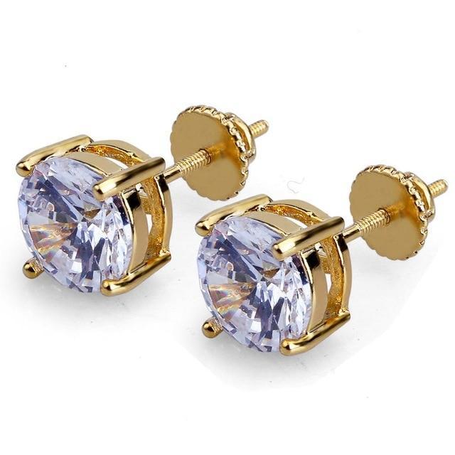 8mm Gold plated Simulated Diamond Earrings