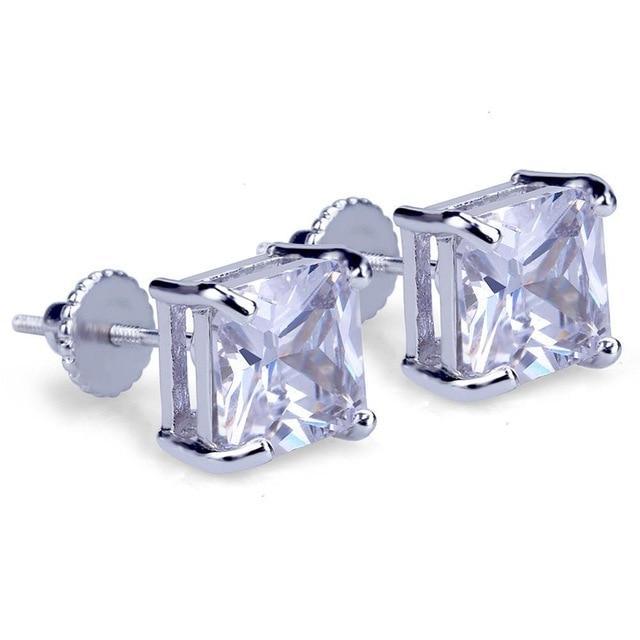 8mm Simulated Diamond Princess Cut Earrings