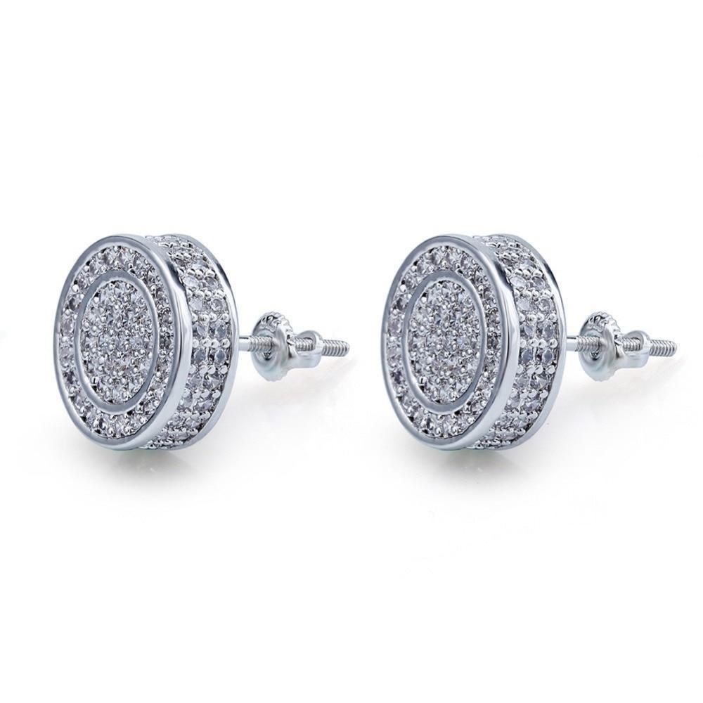 12mm Fully Iced Out Round Earrings