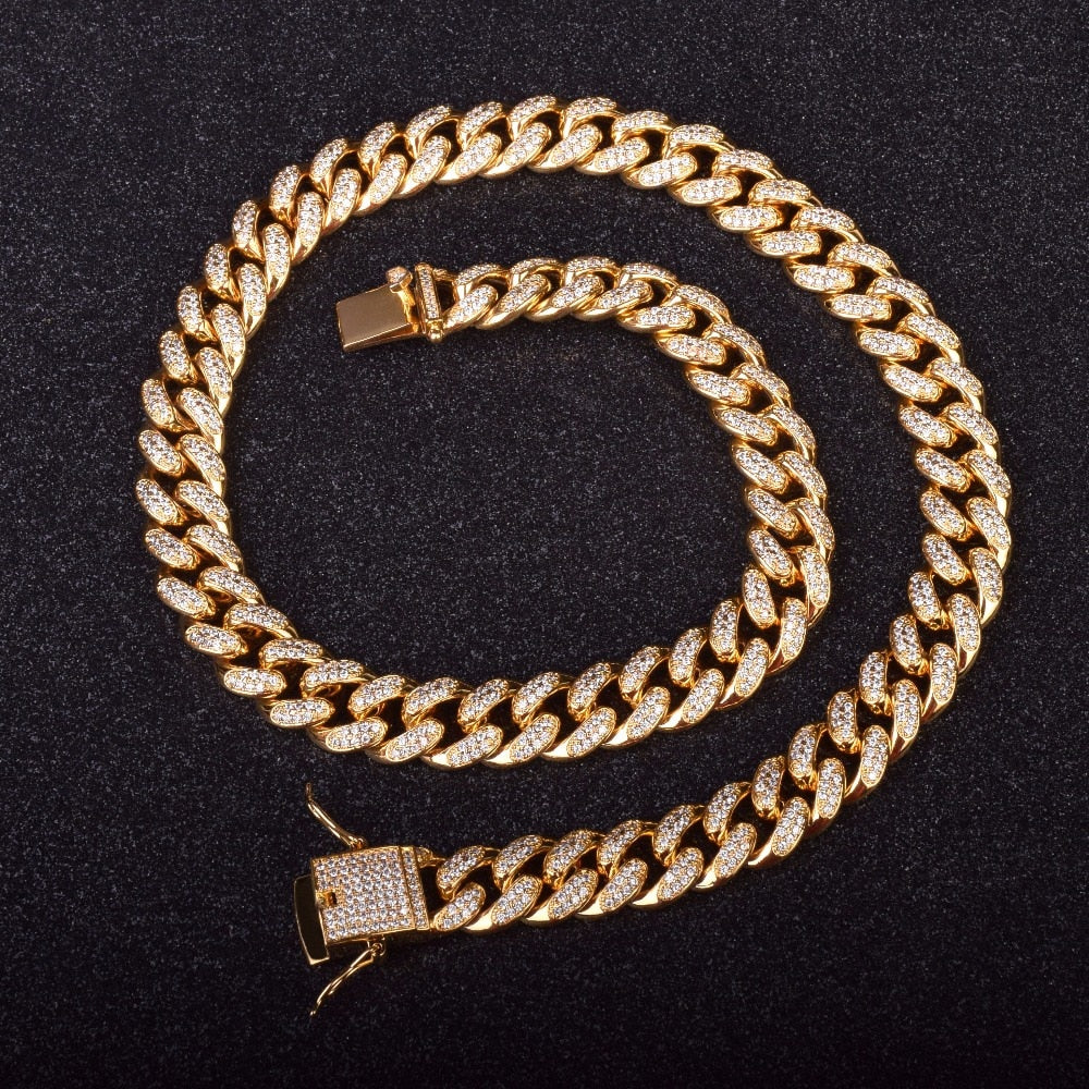 12mm Gold Plated Diamonds Miami Cuban