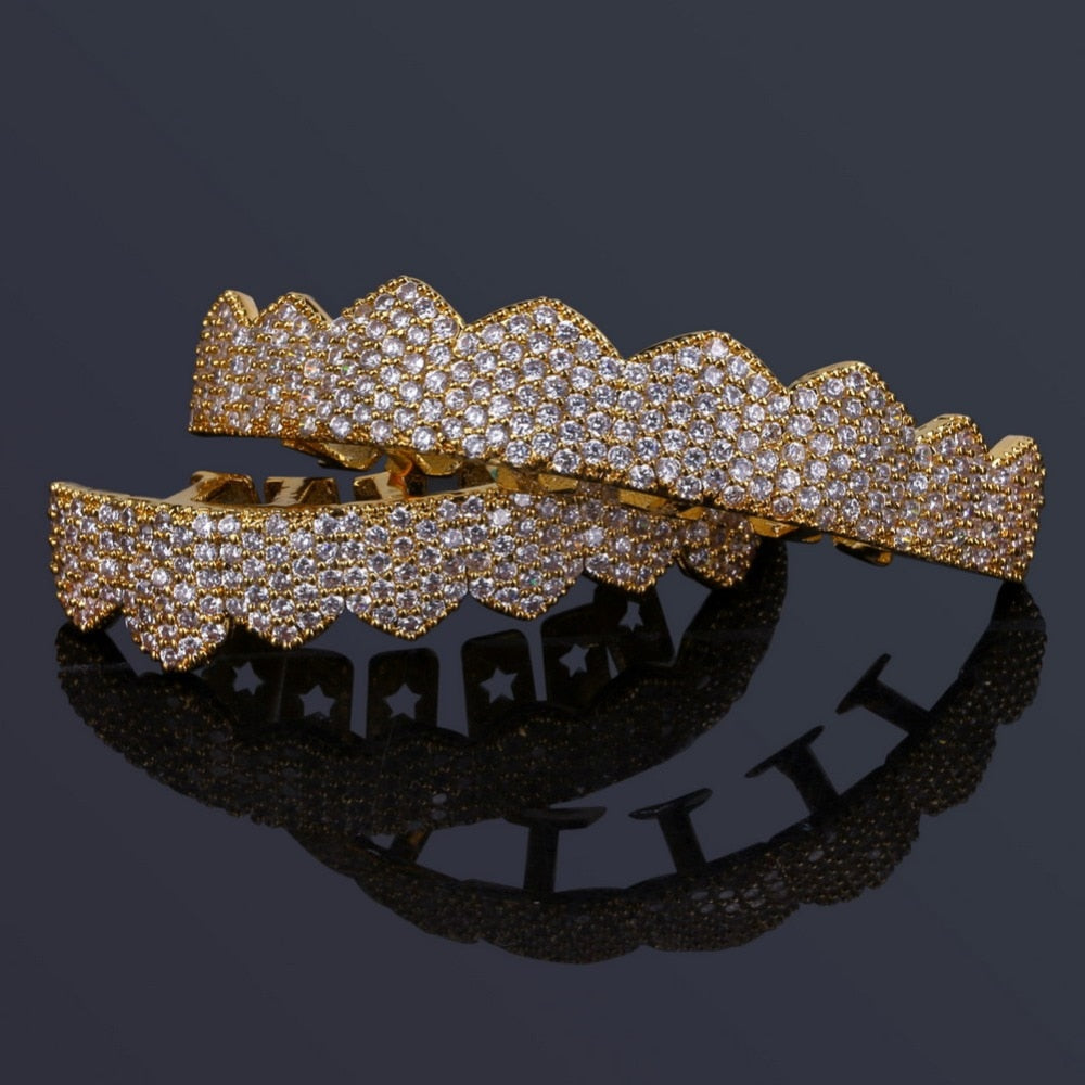 8/8 Premium Gold Plated Iced Out Grillz Set